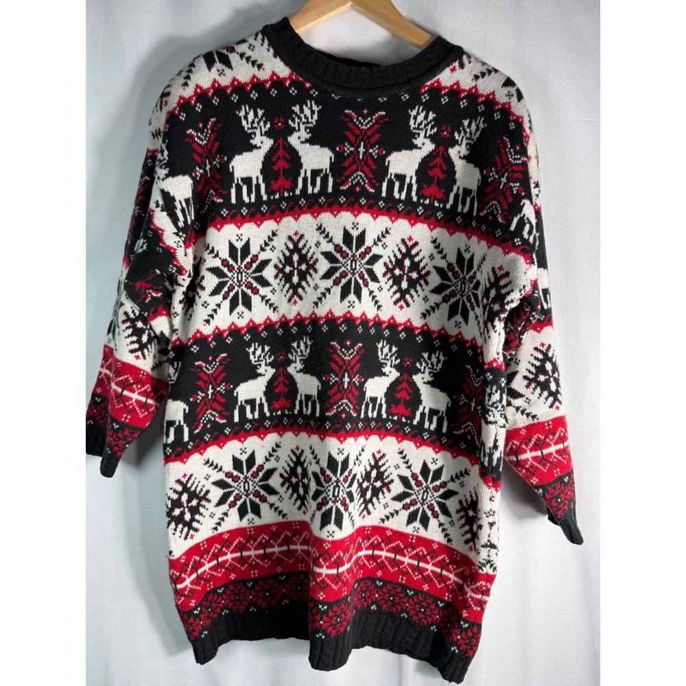 VTG AK America Womens Christmas Holiday Knit Pullover‎ Sweater XL
